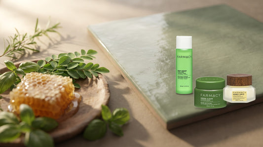 Farmacy Deep Sweep 2% BHA Toner, Green Clean Cleansing Balm and Honey Halo Ceramide Moisturizer - DermStreet