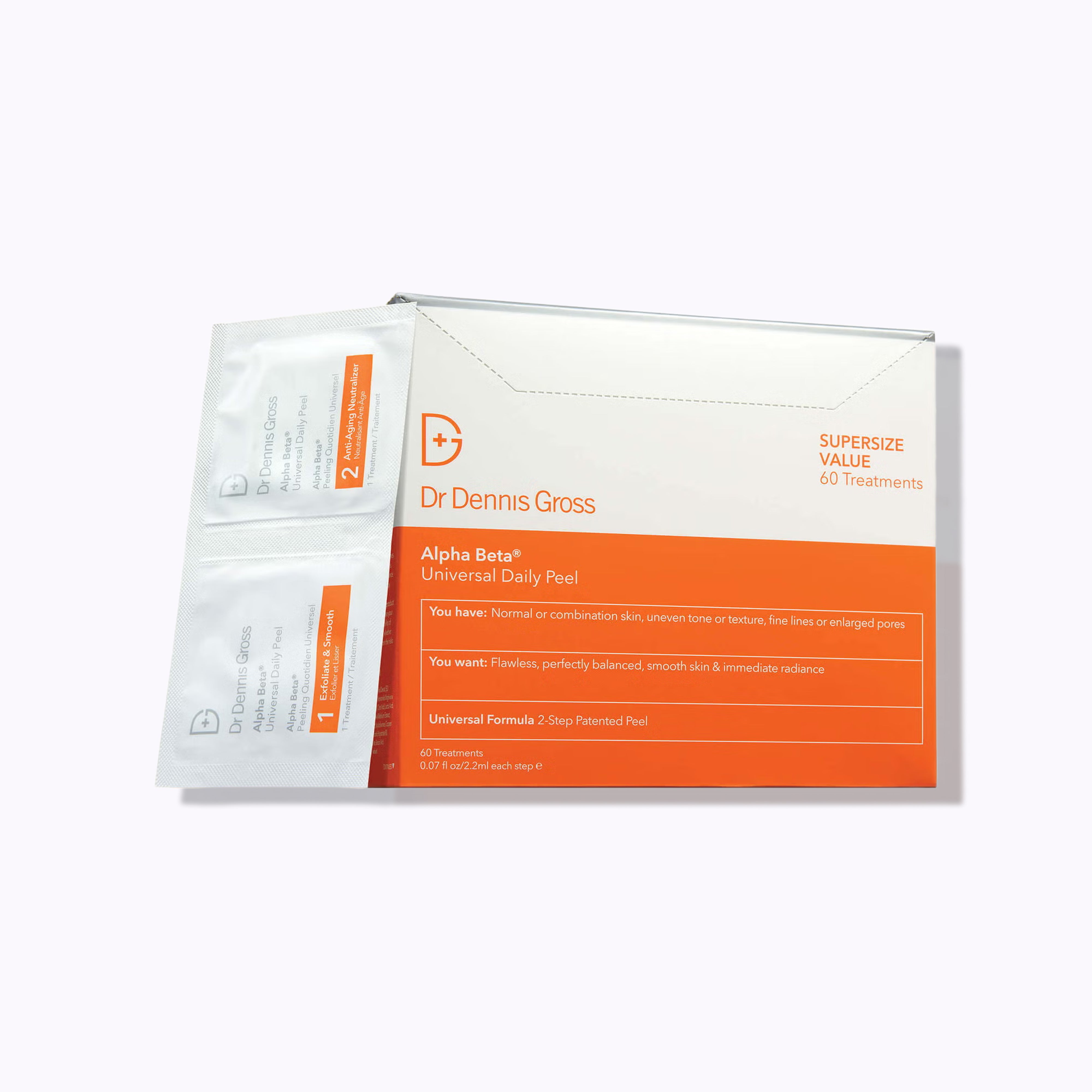 60 Two-Step Dr. Dennis Gross high quality Alpha Beta Extra Strength Daily Peel Pads.