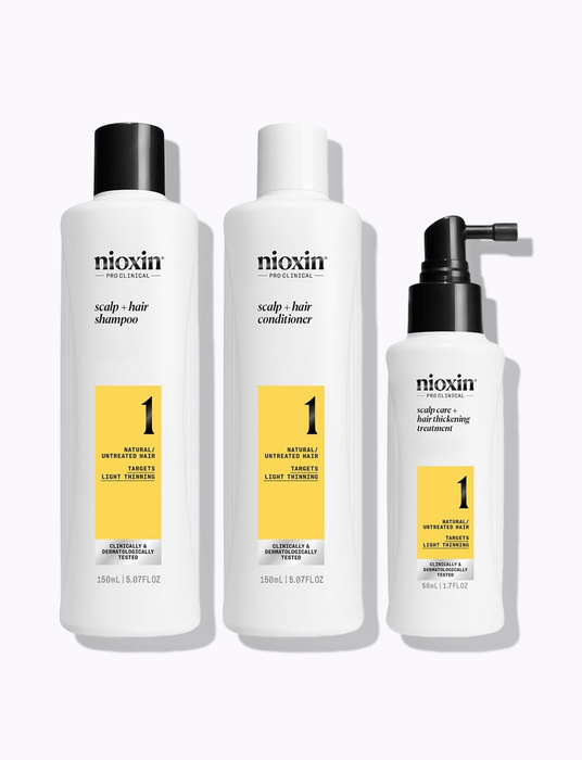 Nioxin System 1 Kit for Natural Untreated Hair with Light Thinning - DermStreet